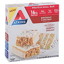 Atkins Birthday Cake Protein Meal Bars, 8.47 Ounce