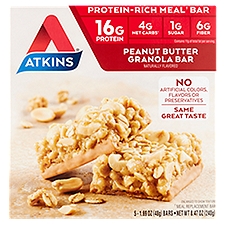 Atkins Peanut Butter Granola Bar, 1.69 oz, 5 count, 240 Gram