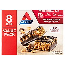 Atkins Chocolate Chip Granola Bar Value Pack, 1.69 oz, 8 count