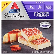 Atkins Endulge Strawberry Cheesecake Dessert Bar Treat, 1.2 oz, 5 count, 6 Ounce