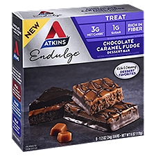Atkins Endulge Chocolate Caramel Fudge, Dessert Bar Treat, 6 Ounce