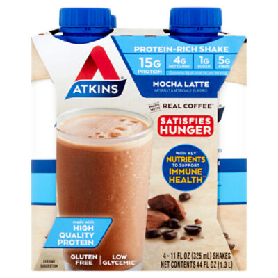 Atkins Mocha Latte Protein-Rich Shake, 11 fl oz, 4 count, 43.96 Fluid ounce