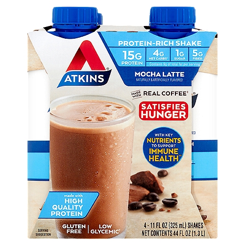 Atkins Mocha Latte Protein-Rich Shake, 11 fl oz, 4 count