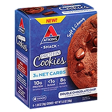Atkins Double Chocolate Chip Protein Snack Cookies, 1.38 oz, 4 count