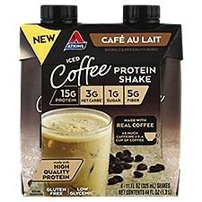 Atkins Iced Coffee Café Au Lait Protein Shake, 11 fl oz, 4 count, 44 Fluid ounce