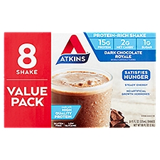 Atkins Dark Chocolate Royale Protein-Rich Shake Value Pack, 11 fl oz, 8 count, 88 Fluid ounce