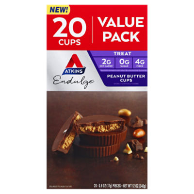 Atkins Endulge Peanut Butter Cups Treat Value Pack, 0.6 oz, 20 count