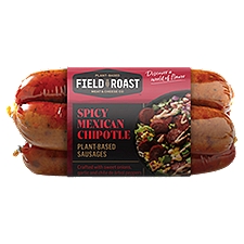 FIELD ROAST Spicy Mexican Chipotle Plant-Based Sausages, 4 count, 12.95 Ounce