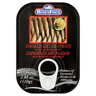 Rügen Fisch Smoked Kieler Sprats in Vegetable Oil and Own Juice, 3.88 oz