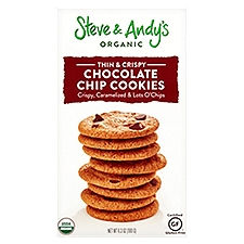 Steve & Andy's Organic Thin & Crispy Chocolate Chip, Cookies, 6.3 Ounce