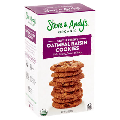 Steve and Andy's Organic Soft and Chewy Oatmeal Raisin Cookies, 6.3 oz