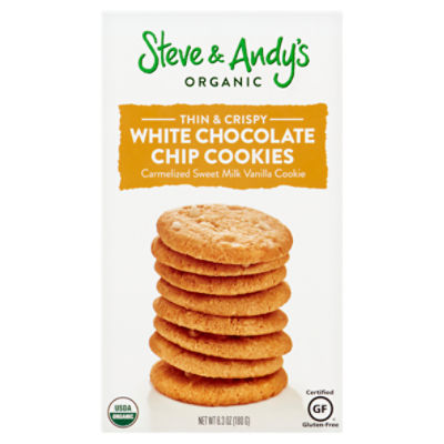 Steve & Andy's Organic Thin & Crispy White Chocolate Chip Cookies, 6.3 oz