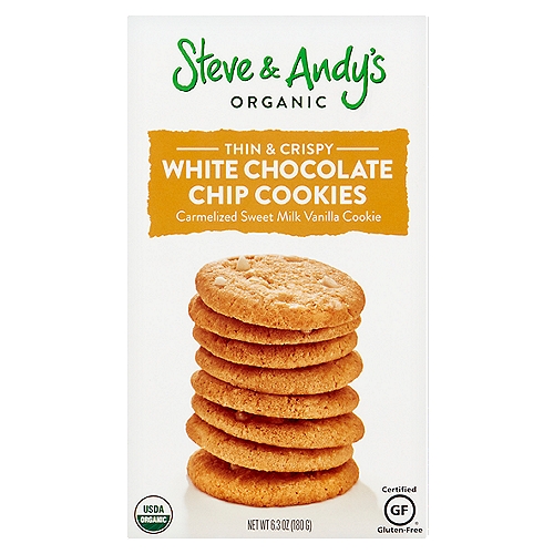 Steve & Andy's Organic Thin & Crispy White Chocolate Chip Cookies, 6.3 oz