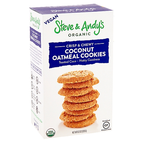Steve & Andy's Organic Crisp & Chewy Coconut Oatmeal Cookies, 6.3 oz