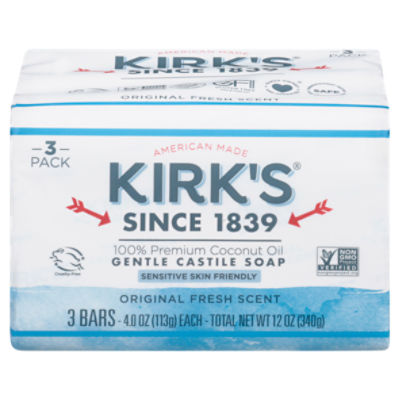 Kirk's Castile Soap, Gentle, Fragrance Free - 4.0 oz