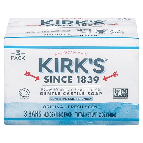 Kirk's Original Fresh Scent Gentle Castile Soap, 4.0 oz, 3 count