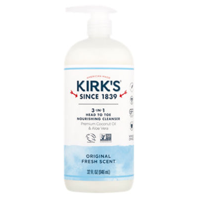 Kirk's Original Fresh Scent 3-in-1 Head to Toe Nourishing Cleanser, 32 fl oz