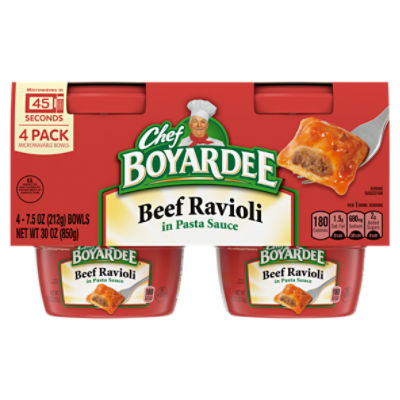Chef Boyardee Beef Ravioli Bowls in Pasta Sauce, 7.5 oz, 4 count ShopRite