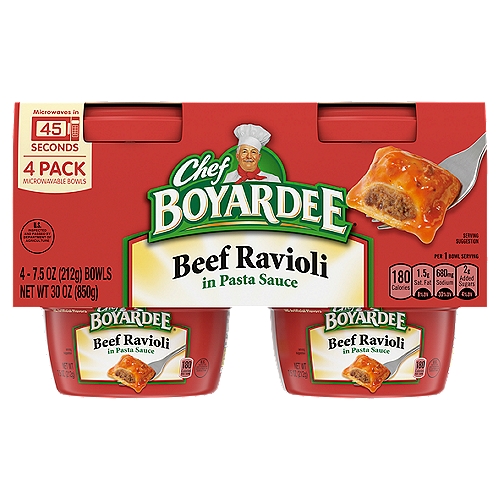 Chef Boyardee Beef Ravioli Bowls in Pasta Sauce, 7.5 oz, 4 count