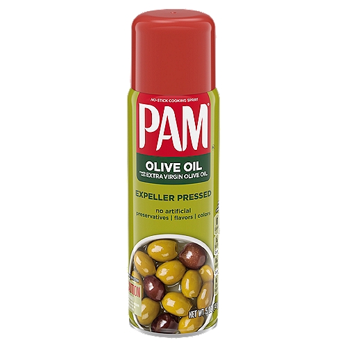Pam Olive Oil No-Stick Cooking Spray, 5 oz
Pam Extra Virgin Olive Oil delivers superior non-stick performance while adding zero fat to your cooking. Its versatility makes it great for any dish when cooking on your stovetop or in the oven. So try something new, or perfect an old favorite. Just get cooking!
