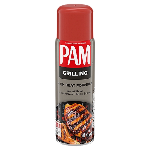 Pam Grilling No-Stick Cooking Spray, 5 oz
PAM Grilling Spray makes cleaning your grill after a big cookout quick and easy. Formulated for no-stick performance at high temperatures, this grill spray is ideal for grilling, broiling and cooking. Spend more time eating with family and friends and less time worrying about cleanup after using this non stick spray. This cooking spray will keep steak, chicken, burgers and veggies from sticking to your grill and make your next backyard barbecue a success. PAM Nonstick Cooking Spray has 0 calories per serving and is great for fat free cooking. This no stick spray is also made with no artificial preservatives, colors or flavors.