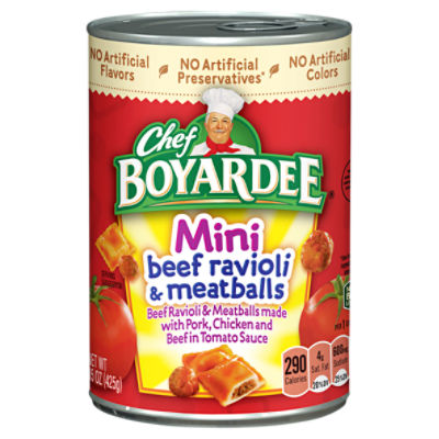 Chef Boyardee Mini Beef Ravioli & Meatballs, 15 oz, 15 Ounce