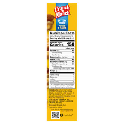 Crunch 'n Munch Popcorn & Peanuts Buttery Toffee, 3.5 oz