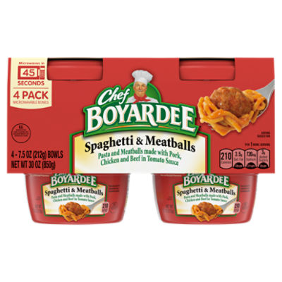 Chef Boyardee Spaghetti & Meatballs, Microwave Meal, 7.5 oz. 4-Count