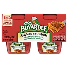 Chef Boyardee Spaghetti & Meatballs, Microwave Meal, 7.5 oz. 4-Count