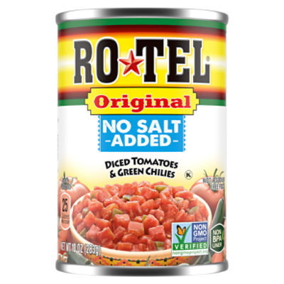RoTel Original No Salt Added Diced Tomatoes & Green Chilies, 10 oz