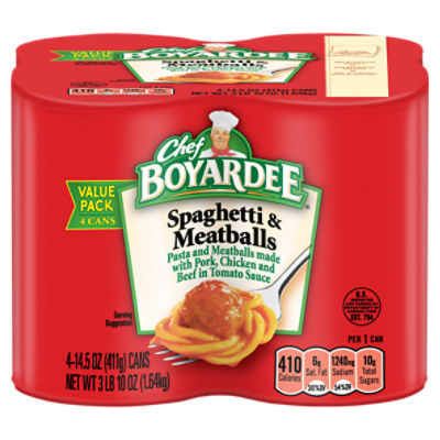 Chef Boyardee Spaghetti & Meatballs Value Pack, 14.5 oz, 4 count