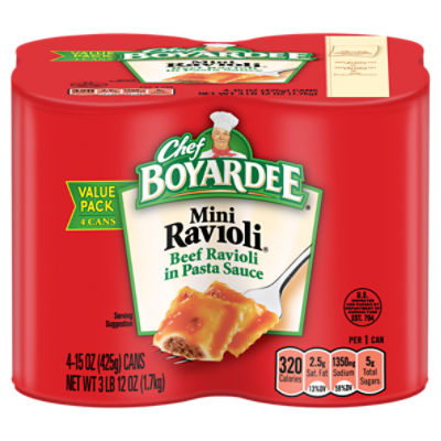 Chef Boyardee Mini Ravioli Beef Ravioli in Pasta Sauce Value Pack, 15 ...
