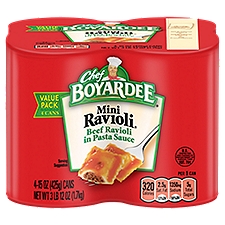 Chef Boyardee Mini Ravioli Beef Ravioli in Pasta Sauce Value Pack, 15 oz, 4 count, 60 Ounce