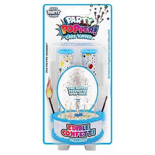 Best Party Ever! Party Popper Edible Confetti Cake Topper, 2 count