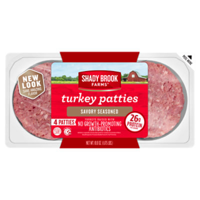 Shady Brook Farms Savory Seasoned Turkey Patties, 4 count, 18.8 oz