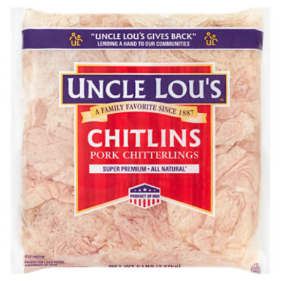 Uncle Lou's Chitlins Super Premium Pork Chitterlings, 5 lbs, 5 Pound