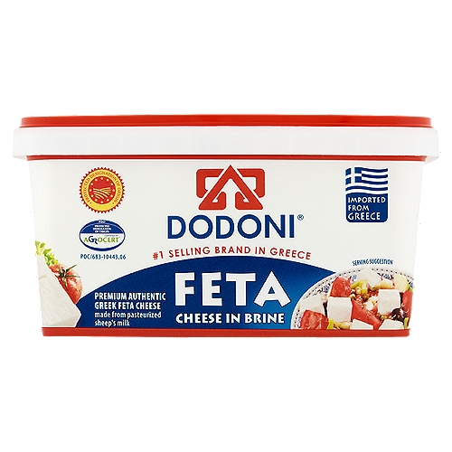 Dodoni Feta Cheese in Brine, 1.38 lbs
Premium Authentic Greek Feta Cheese

International Taste Institute - Brussels - 2021 - Superior Taste Award