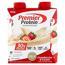 Premier Protein Strawberries & Cream High Protein Shakes, 11 fl oz, 4 count