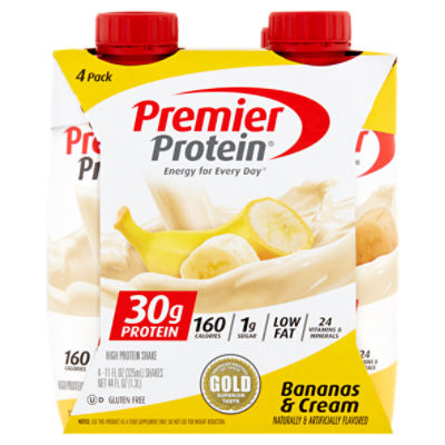 Premier Protein Bananas & Cream High Protein Shakes, 11 fl oz, 4 count