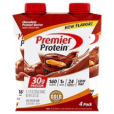 Premier Protein Chocolate Peanut Butter High Protein Shake, 11 fl oz, 4 count, 44 Fluid ounce