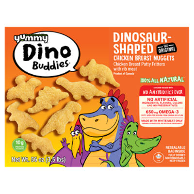 Yummy Dino Buddies Dinosaur-Shaped Chicken Breast Nuggets, 56 oz