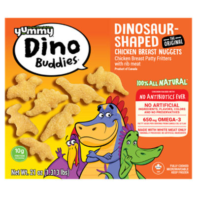 Yummy Dino Buddies Dinosaur-Shaped Chicken Breast Nuggets, 21 oz
