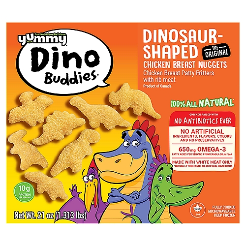 Yummy Dino Buddies Dinosaur-Shaped Chicken Breast Nuggets, 21 oz