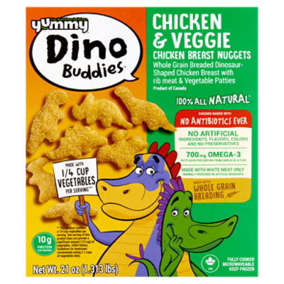 Yummy Dino Buddies Chicken & Veggie Chicken Breast Nuggets, 21 oz