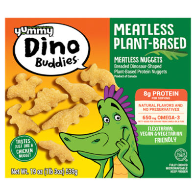 Yummy Dino Buddies Meatless PlantBased Breaded DinosaurShaped Protein
