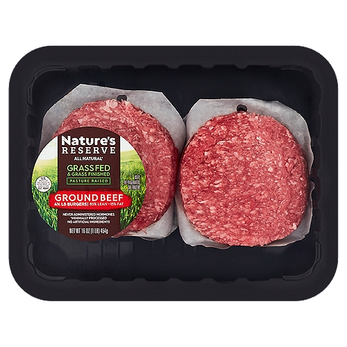 Nature's Reserve 85% Lean 15% Fat Ground Beef Burgers, 4 count, 16 oz