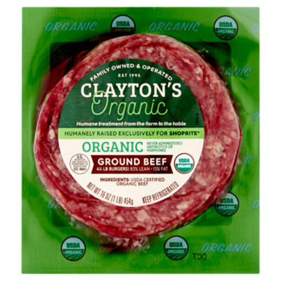 Clayton's Organic Ground Beef, 16 oz