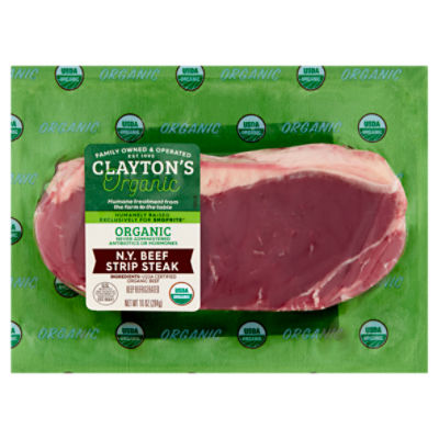 Clayton's Organic N.Y. Beef Strip Steak, 10 oz, 10 Ounce