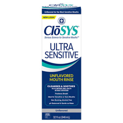 Clōsys Ultra Sensitive Unflavored Mouth Rinse, 32 fl oz