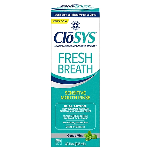 Clōsys Fresh Breath Gentle Mint Sensitive Mouth Rinse, 32 fl oz